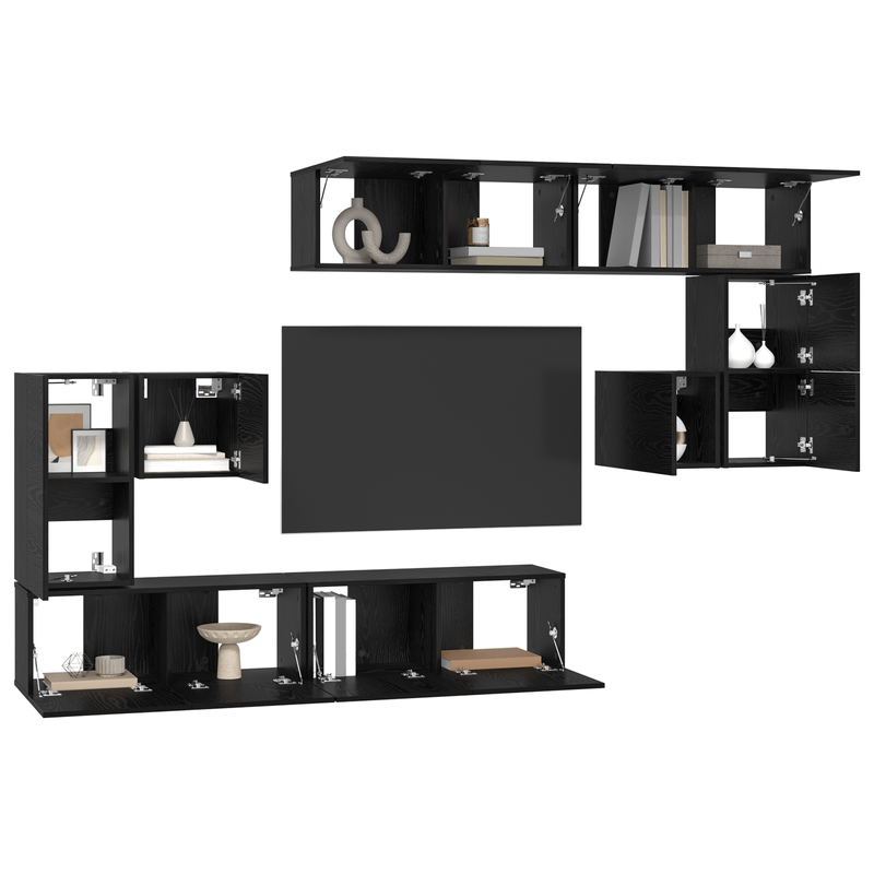 Casa si Gradina - Mobilier - Comode si corpuri - Comode - Set comoda TV cu depozitare cu usa 8 pcs Stejar negru - Infinity.ro