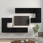 Casa si Gradina - Mobilier - Comode si corpuri - Comode - Set comoda TV cu depozitare cu usa 8 pcs Stejar negru - Infinity.ro