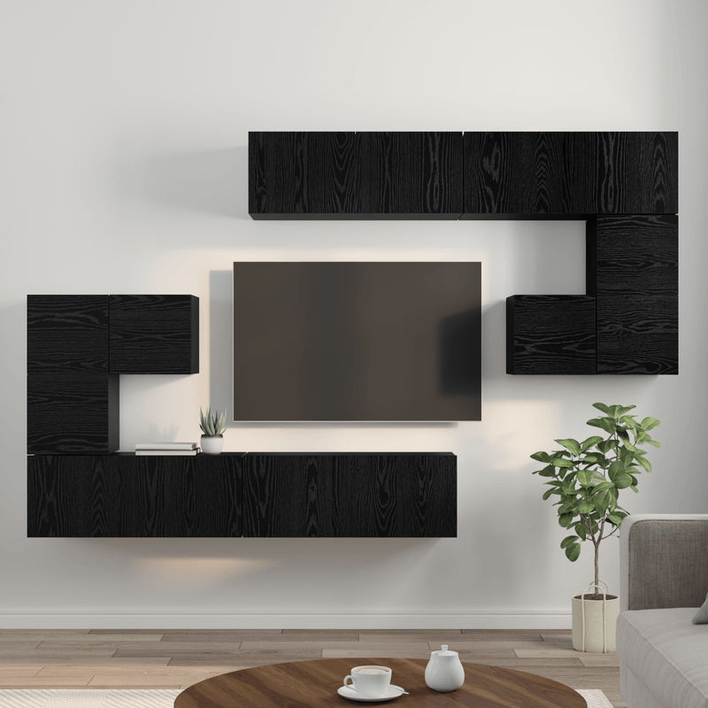 Casa si Gradina - Mobilier - Comode si corpuri - Comode - Set comoda TV cu depozitare cu usa 8 pcs Stejar negru - Infinity.ro