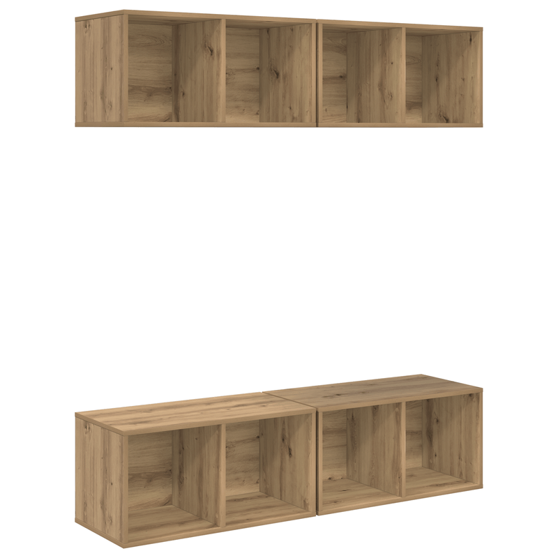 Casa si Gradina - Mobilier - Comode si corpuri - Comode - Dulap pentru TV pe Perete cu raft cu depozitare 4 pcs stejar artizanal - Infinity.ro