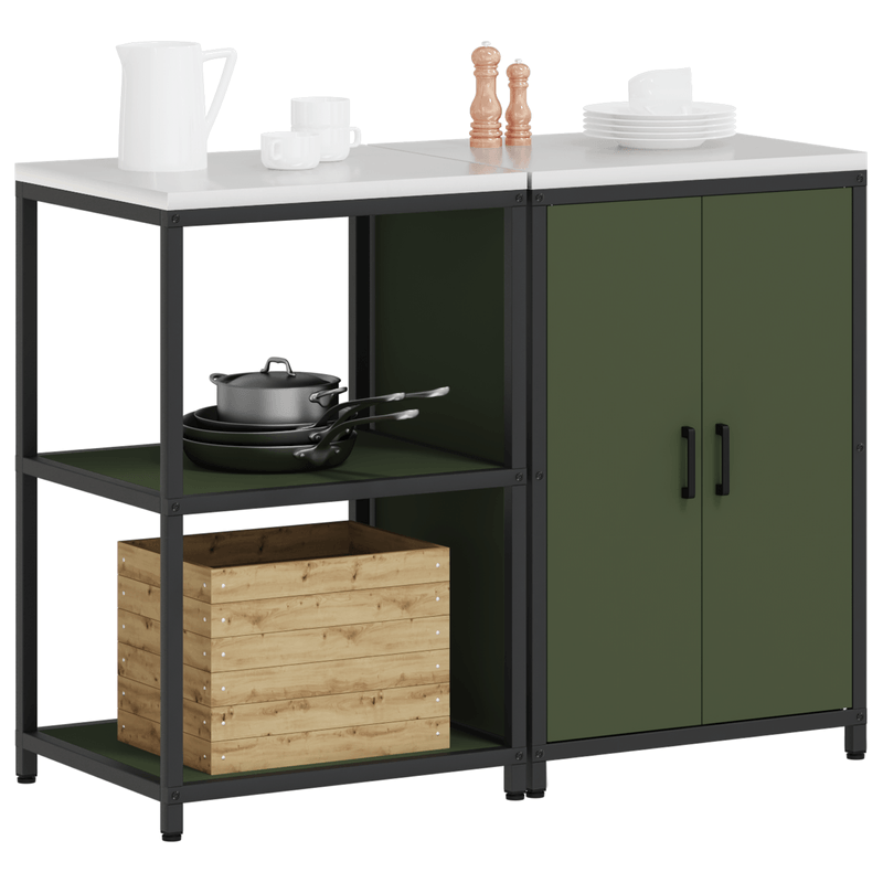 Casa si Gradina - Mobilier - Comode si corpuri - Corpuri bucatarie - Set de depozitare pentru bucatarie cu raft 2 pcs Verde masliniu - Infinity.ro