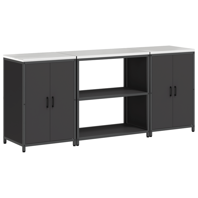 Casa si Gradina - Mobilier - Comode si corpuri - Corpuri bucatarie - Set de depozitare pentru bucatarie 3 pcs Negru 210 x 50 x 92 cm - Infinity.ro