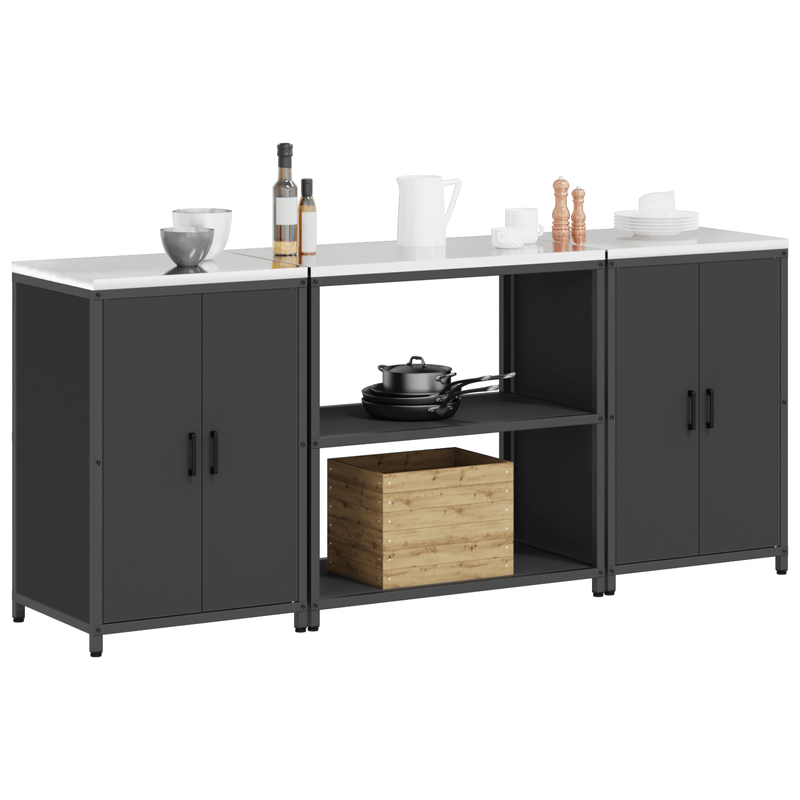 Casa si Gradina - Mobilier - Comode si corpuri - Corpuri bucatarie - Set de depozitare pentru bucatarie 3 pcs Negru 210 x 50 x 92 cm - Infinity.ro