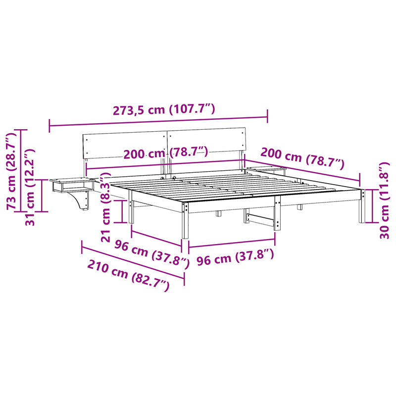 Casa si Gradina - Mobilier - Paturi si accesorii - Paturi - Cadru de pat Maro ceruit 200 x 200 cm Lemn masiv de pin - Infinity.ro