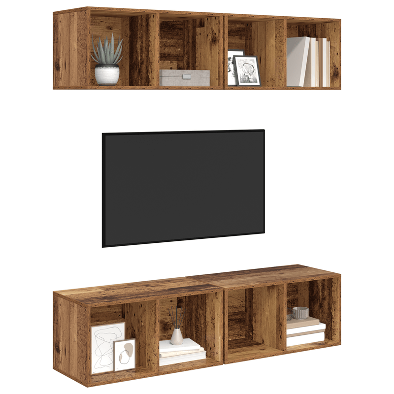 Casa si Gradina - Mobilier - Comode si corpuri - Comode - Dulap pentru TV pe Perete 4 pcs Lemn vechi 37 x 37 x 72 cm - Infinity.ro
