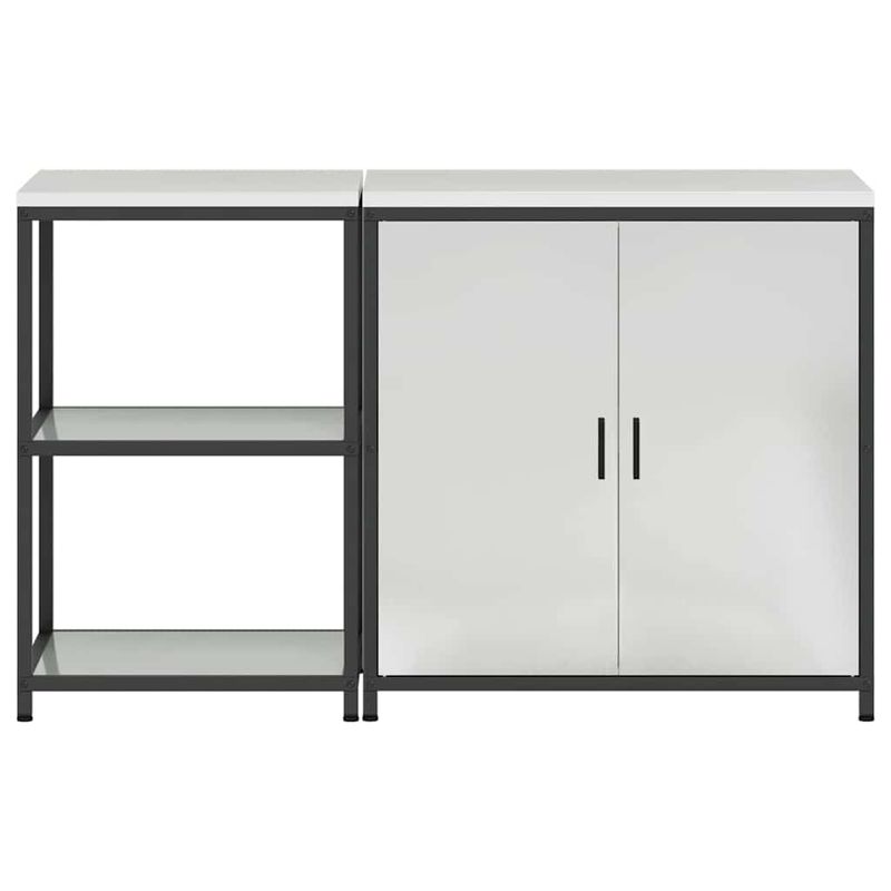 Casa si Gradina - Mobilier - Comode si corpuri - Corpuri bucatarie - Set de depozitare pentru bucatarie cu raft cu depozitare cu usa Ajustabil 2 pcs Argintiu - Infinity.ro