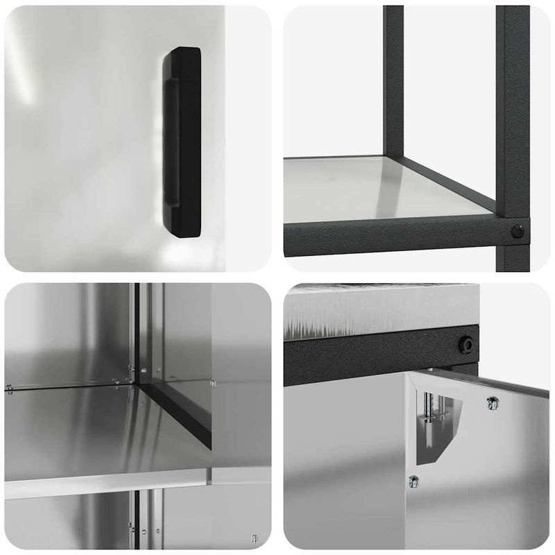 Casa si Gradina - Mobilier - Comode si corpuri - Corpuri bucatarie - Set de depozitare pentru bucatarie cu raft cu depozitare cu usa Ajustabil 2 pcs Argintiu - Infinity.ro