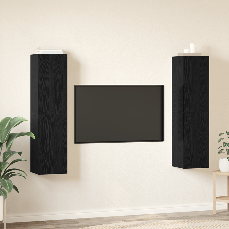 Casa si Gradina - Mobilier - Comode si corpuri - Comode - Set comoda TV cu raft 4 pcs Stejar negru 30.5 x 30 x 60 cm - Infinity.ro