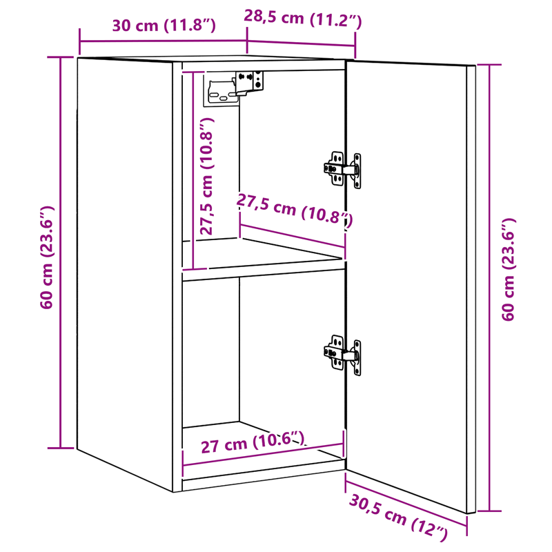 Casa si Gradina - Mobilier - Comode si corpuri - Comode - Set comoda TV cu raft 4 pcs Stejar negru 30.5 x 30 x 60 cm - Infinity.ro
