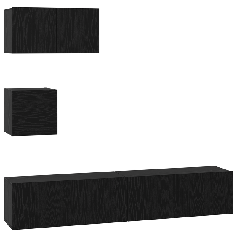 Casa si Gradina - Mobilier - Seturi de mobilier - Seturi living - Set unitate TV Altele cu depozitare cu usa 4 pcs Stejar negru 80 x 30 x 30 cm - Infinity.ro