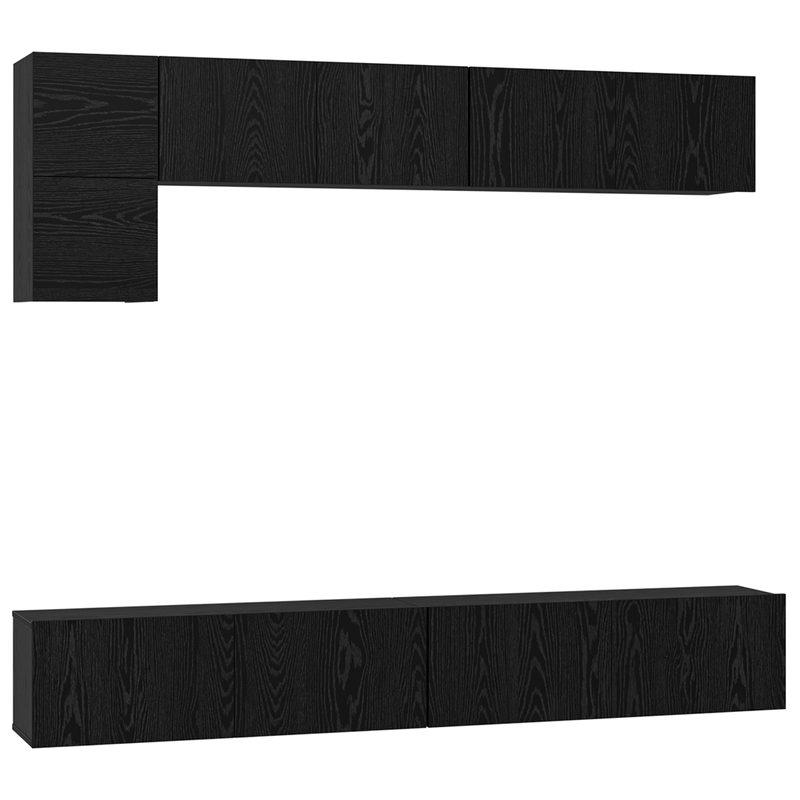 Casa si Gradina - Mobilier - Comode si corpuri - Comode - Set comoda TV cu raft cu depozitare cu usa 5 pcs Stejar Negru - Infinity.ro