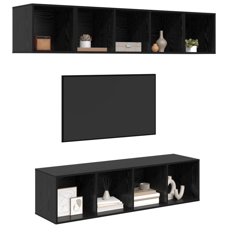 Casa si Gradina - Mobilier - Comode si corpuri - Comode - Set comoda TV 4 pcs Stejar negru 37 x 37 x 142.5 cm - Infinity.ro