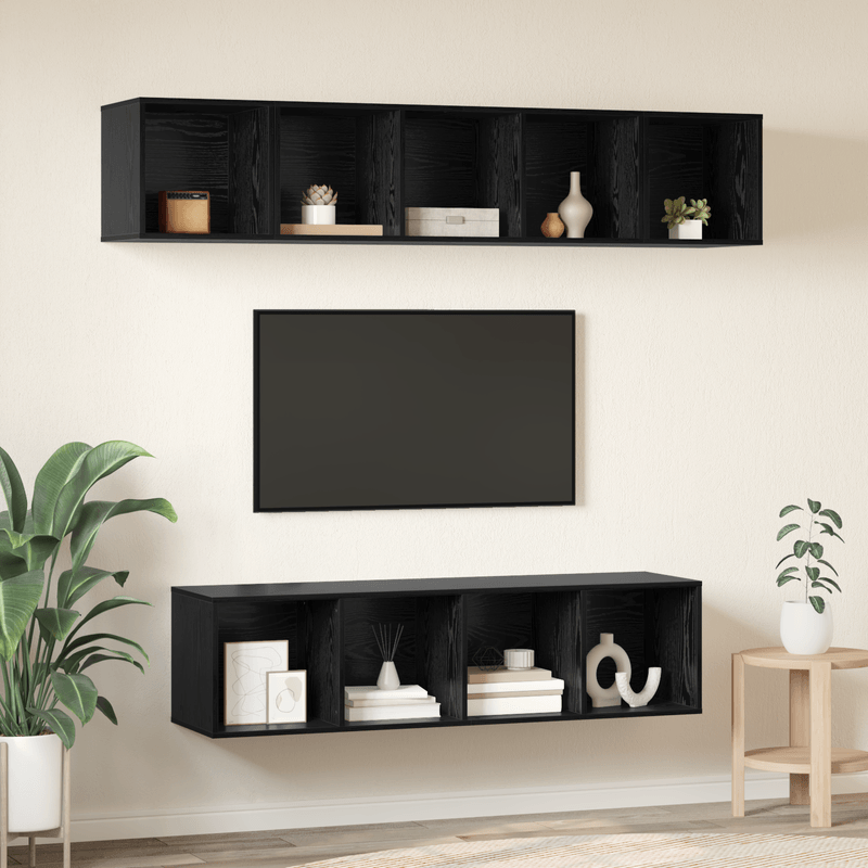 Casa si Gradina - Mobilier - Comode si corpuri - Comode - Set comoda TV 4 pcs Stejar negru 37 x 37 x 142.5 cm - Infinity.ro
