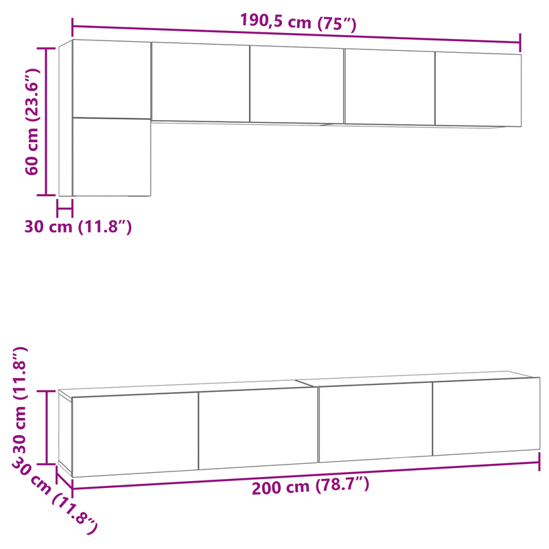 Casa si Gradina - Mobilier - Comode si corpuri - Comode - Set comoda TV cu raft cu depozitare cu usa 5 pcs Stejar Negru - Infinity.ro