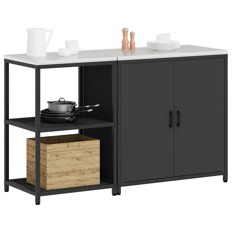 Casa si Gradina - Mobilier - Comode si corpuri - Corpuri bucatarie - Set de depozitare pentru bucatarie 2 pcs Negru 150 x 50 x 92 cm - Infinity.ro