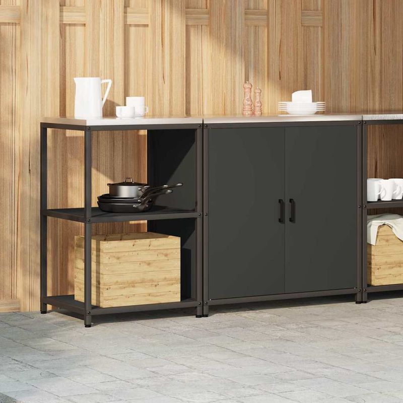Casa si Gradina - Mobilier - Comode si corpuri - Corpuri bucatarie - Set de depozitare pentru bucatarie 2 pcs Negru 150 x 50 x 92 cm - Infinity.ro