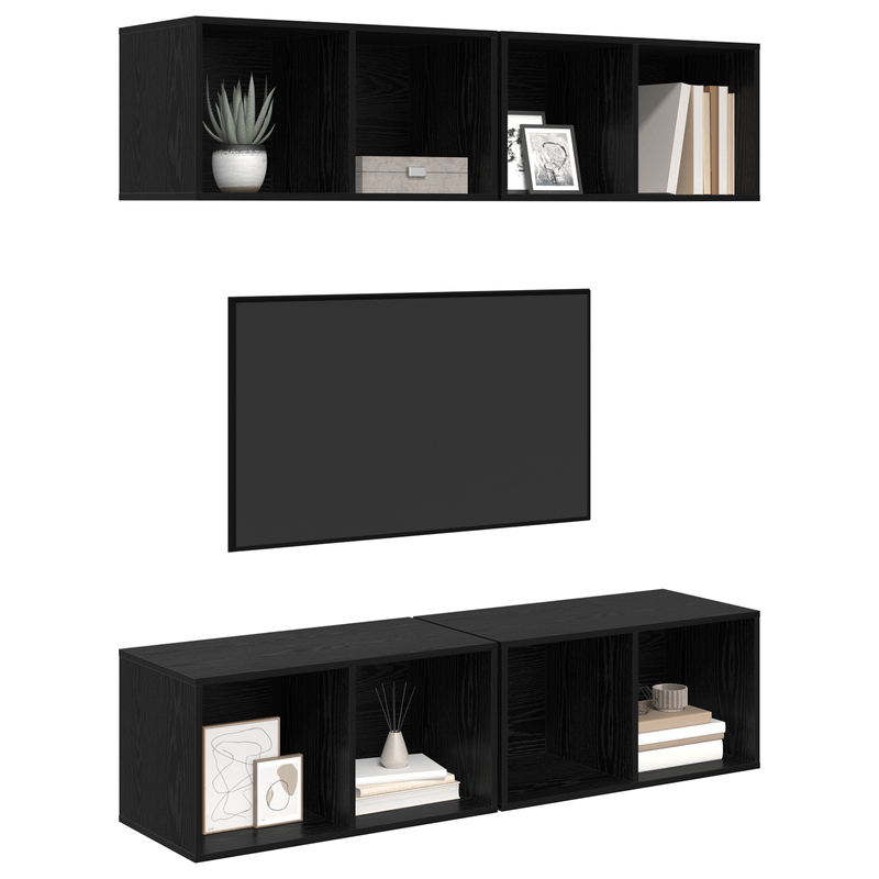 Casa si Gradina - Mobilier - Comode si corpuri - Comode - Dulap pentru TV pe Perete 4 pcs Stejar negru 37 x 37 x 72 cm - Infinity.ro