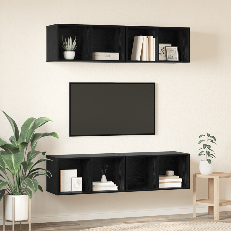 Casa si Gradina - Mobilier - Comode si corpuri - Comode - Dulap pentru TV pe Perete 4 pcs Stejar negru 37 x 37 x 72 cm - Infinity.ro