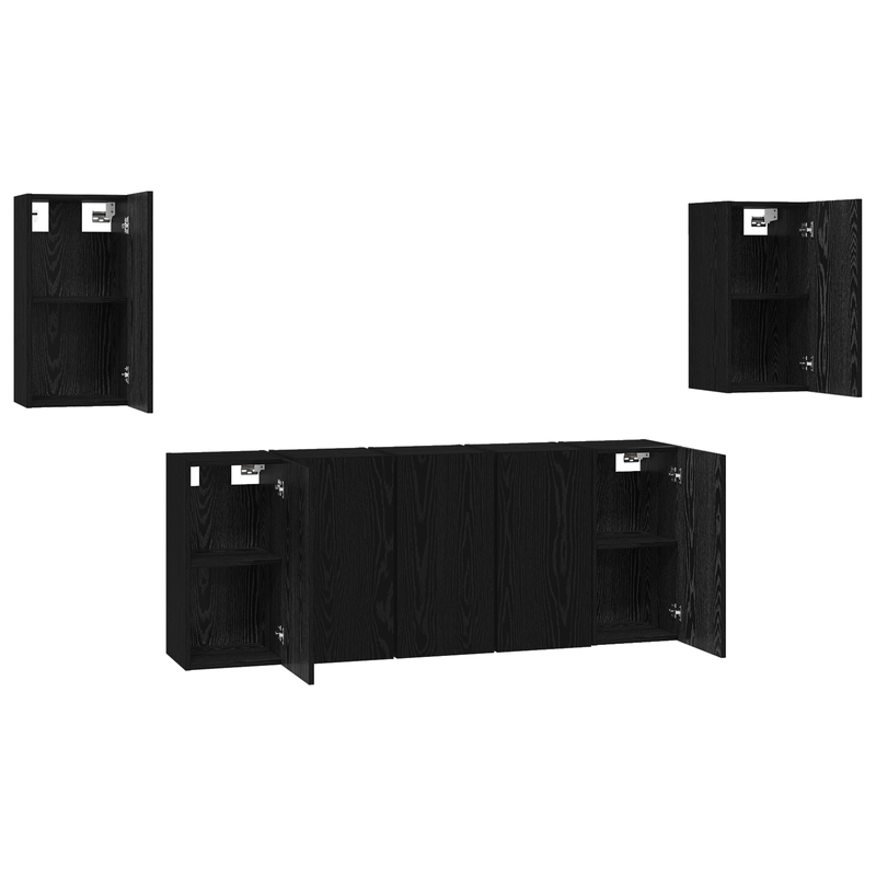 Casa si Gradina - Mobilier - Comode si corpuri - Comode - Set comoda TV cu raft 7 pcs Stejar negru 30.5 x 30 x 60 cm - Infinity.ro