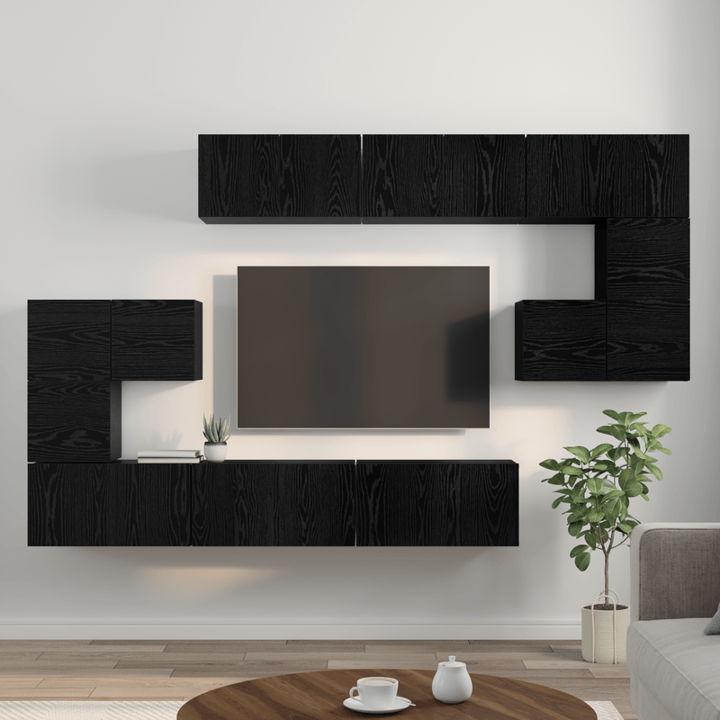 Casa si Gradina - Mobilier - Seturi de mobilier - Seturi living - Set Dulapuri TV cu raft Altele 10 pcs Stejar negru 180 x 30 x 90.5 cm - Infinity.ro
