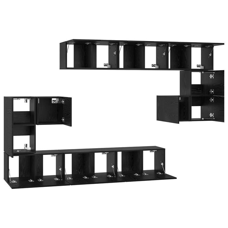 Casa si Gradina - Mobilier - Seturi de mobilier - Seturi living - Set Dulapuri TV cu raft Altele 10 pcs Stejar negru 180 x 30 x 90.5 cm - Infinity.ro