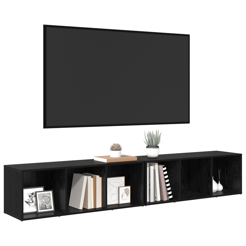 Casa si Gradina - Mobilier - Comode si corpuri - Comode - Set comoda TV 2 pcs Stejar Negru 37 x 35 x 107 cm Lemn compozit - Infinity.ro