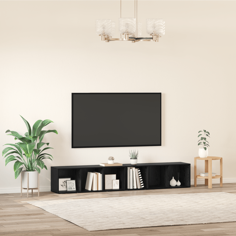 Casa si Gradina - Mobilier - Comode si corpuri - Comode - Set comoda TV 2 pcs Stejar Negru 37 x 35 x 107 cm Lemn compozit - Infinity.ro