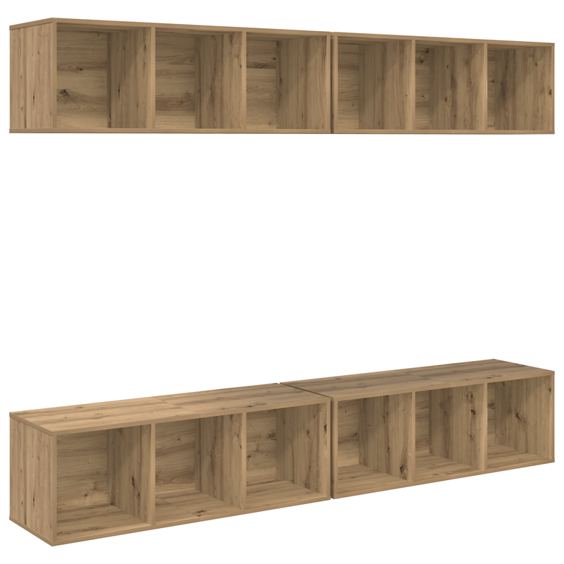 Casa si Gradina - Mobilier - Comode si corpuri - Comode - Dulap pentru TV pe Perete cu raft cu depozitare 4 pcs stejar artizanal - Infinity.ro