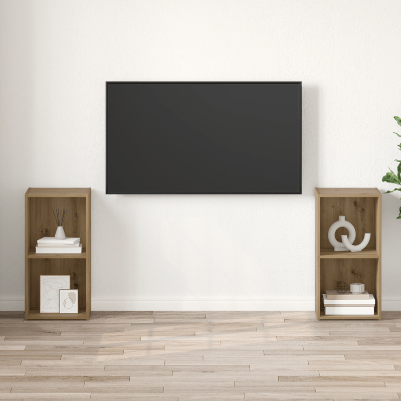 Casa si Gradina - Mobilier - Comode si corpuri - Comode - Set comoda TV cu raft 2 pcs Stejar artisanal 72 x 35 x 36.5 cm - Infinity.ro