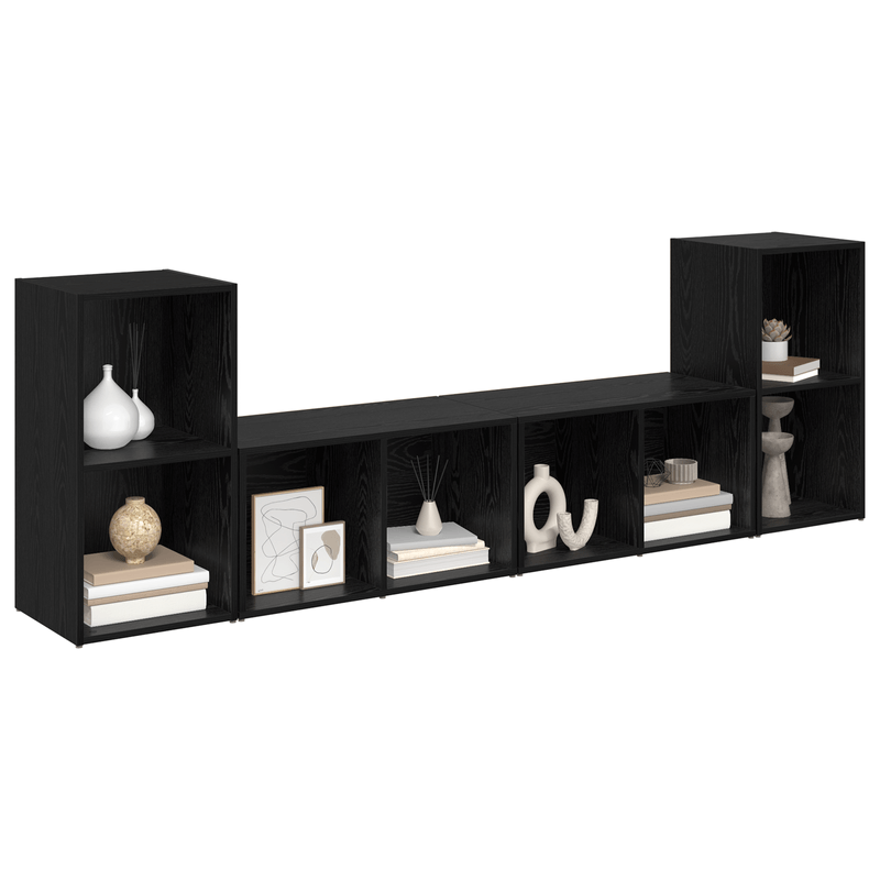 Casa si Gradina - Mobilier - Comode si corpuri - Comode - Set comoda TV cu raft 4 pcs Stejar negru 72 x 35 x 36.5 cm - Infinity.ro