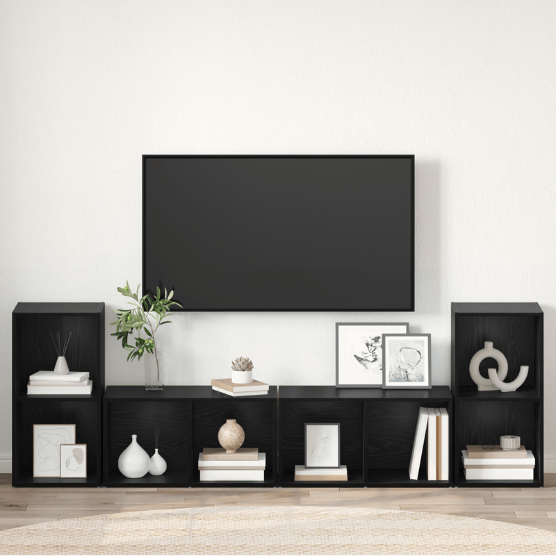 Casa si Gradina - Mobilier - Comode si corpuri - Comode - Set comoda TV cu raft 4 pcs Stejar negru 72 x 35 x 36.5 cm - Infinity.ro