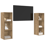Casa si Gradina - Mobilier - Comode si corpuri - Comode - Set comoda TV cu raft 2 pcs Stejar artisanal 107 x 35 x 37 cm - Infinity.ro