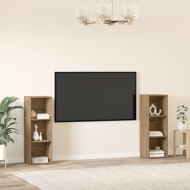 Casa si Gradina - Mobilier - Comode si corpuri - Comode - Set comoda TV cu raft 2 pcs Stejar artisanal 107 x 35 x 37 cm - Infinity.ro