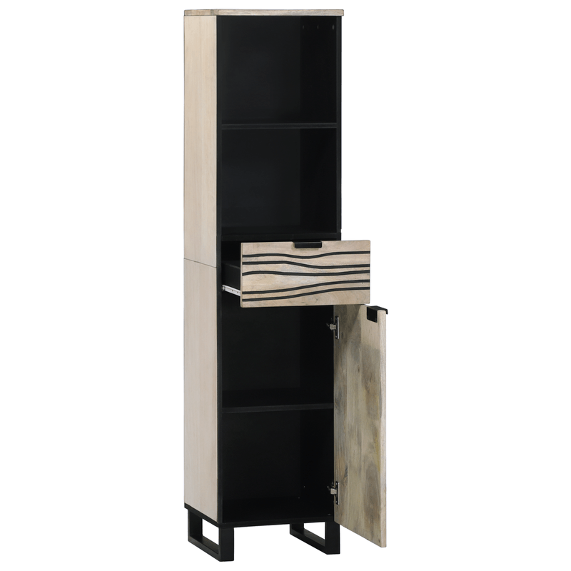 Casa si Gradina - Mobilier - Mobilier baie - Corpuri baie - Dulap de Baie cu sertar cu raft cu depozitare cu usa Maro, Negru 38 x 33.5 x 160 cm - Infinity.ro