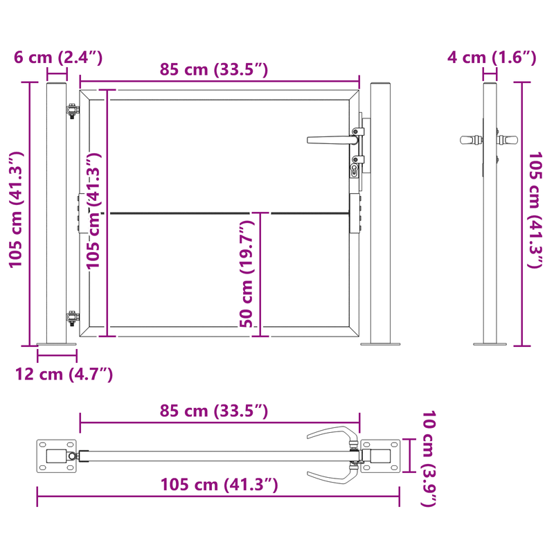 Casa si Gradina - Gradina si terasa - Garduri, panouri si accesorii - Poarta de gradina Negru 100 x 100 cm Otel vopsit in pulbere - Infinity.ro