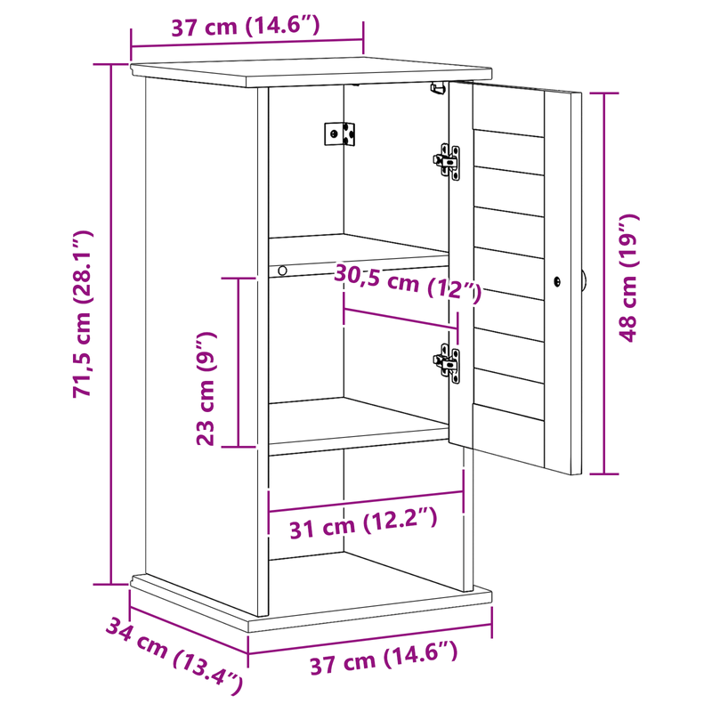 Casa si Gradina - Mobilier - Mobilier baie - Comode baie - Dulap Bathroom Montat pe Perete maro miere 37 x 34 x 71.5 cm - Infinity.ro