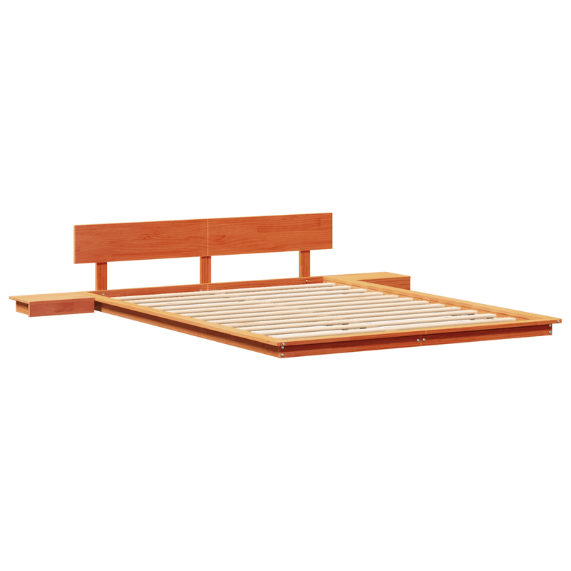 Casa si Gradina - Mobilier - Paturi si accesorii - Paturi - Cadru de Pat cu Mese Laterale Maro Cerat 160x200cm Lemn Solid - Infinity.ro
