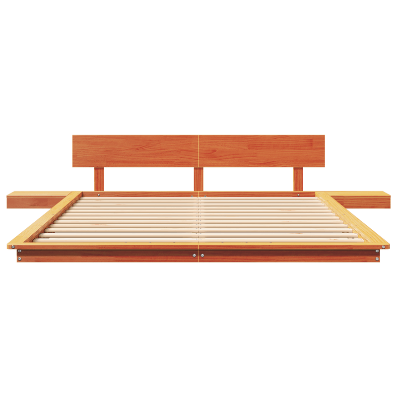 Casa si Gradina - Mobilier - Paturi si accesorii - Paturi - Cadru de Pat cu Mese Laterale Maro Cerat 160x200cm Lemn Solid - Infinity.ro