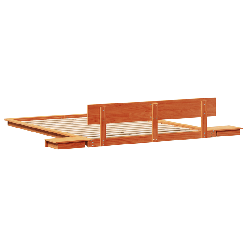 Casa si Gradina - Mobilier - Paturi si accesorii - Paturi - Cadru de Pat cu Mese Laterale Maro Cerat 160x200cm Lemn Solid - Infinity.ro