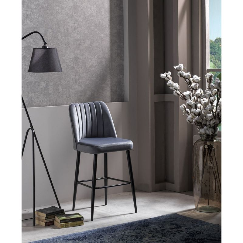 Casa si Gradina - Mobilier - Scaune si fotolii - Scaune - Scaune de bar, Hanah Home, melamina, gri negru, 49x45x99 cm, set 4 bucati - Infinity.ro
