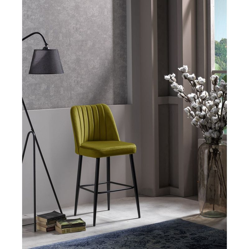Casa si Gradina - Mobilier - Scaune si fotolii - Scaune - Set scaune de bar, Hanah Home, lemn aglomerat melaminat, galben negru, 49x45x99 cm, 4 bucati - Infinity.ro