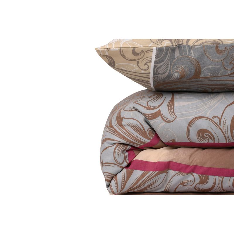 Casa si Gradina - Textile si covoare - Lenjerii de pat - Seturi de lenjerie - Set lenjerie pat dublu, L'essentiel Maison, crem bej gri rosu bordo alb, 200x220 cm, bumbac poliester - Infinity.ro