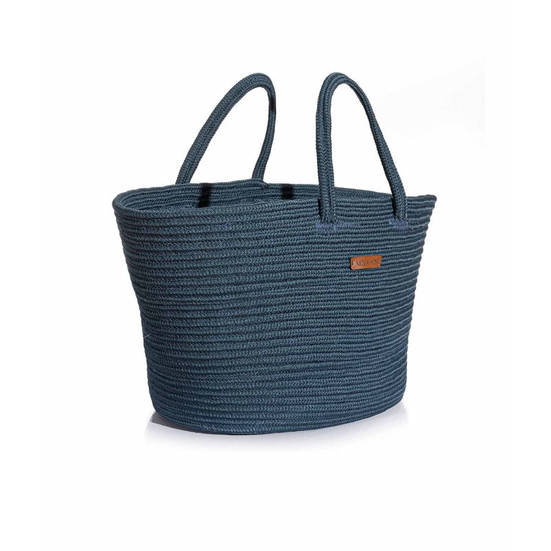 Fashion, accesorii si bijuterii - Femei - Accesorii femei - Genti si rucsacuri femei - Geanta decorativa, Aberto Design, albastru marin, bumbac 100%, 30 cm, lucrata manual - Infinity.ro