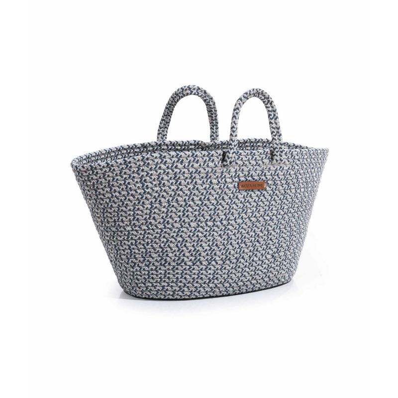 Fashion, accesorii si bijuterii - Femei - Accesorii femei - Genti si rucsacuri femei - Geanta decorativa, Aberto Design, femei, albastru marin si gri, bumbac, 30 cm - Infinity.ro