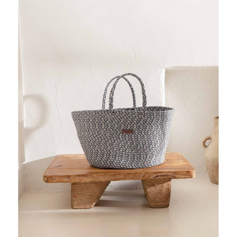 Fashion, accesorii si bijuterii - Femei - Accesorii femei - Genti si rucsacuri femei - Geanta decorativa, Aberto Design, femei, albastru marin si gri, bumbac, 30 cm - Infinity.ro