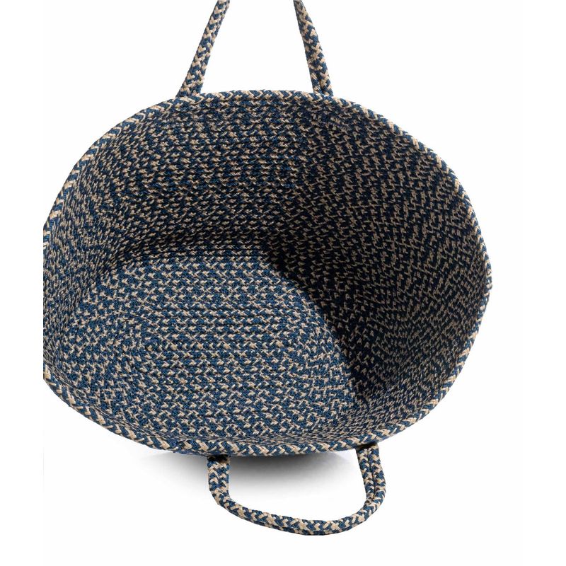 Fashion, accesorii si bijuterii - Femei - Accesorii femei - Genti si rucsacuri femei - Geanta decorativa, Aberto Design, femei, albastru marin crem, 30 cm, bumbac 100%, handmade - Infinity.ro