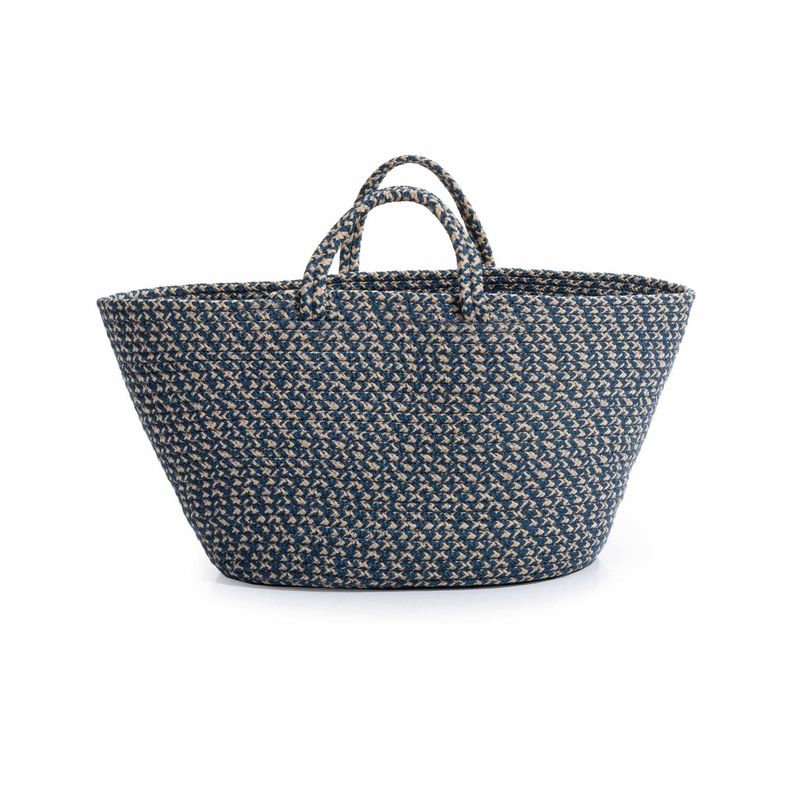 Fashion, accesorii si bijuterii - Femei - Accesorii femei - Genti si rucsacuri femei - Geanta decorativa, Aberto Design, femei, albastru marin crem, 30 cm, bumbac 100%, handmade - Infinity.ro