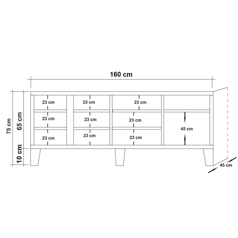 Casa si Gradina - Mobilier - Comode si corpuri - Comode - Comoda tv, Hanah Home, pal melaminat, pin atlantic, 160x45x75 cm - Infinity.ro