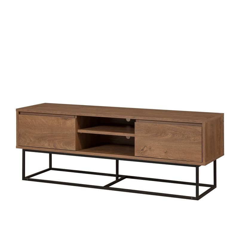 Casa si Gradina - Mobilier - Comode si corpuri - Comode - Comoda tv, Hanah Home, pal melaminat, nuc si negru, 140x40x50 cm - Infinity.ro