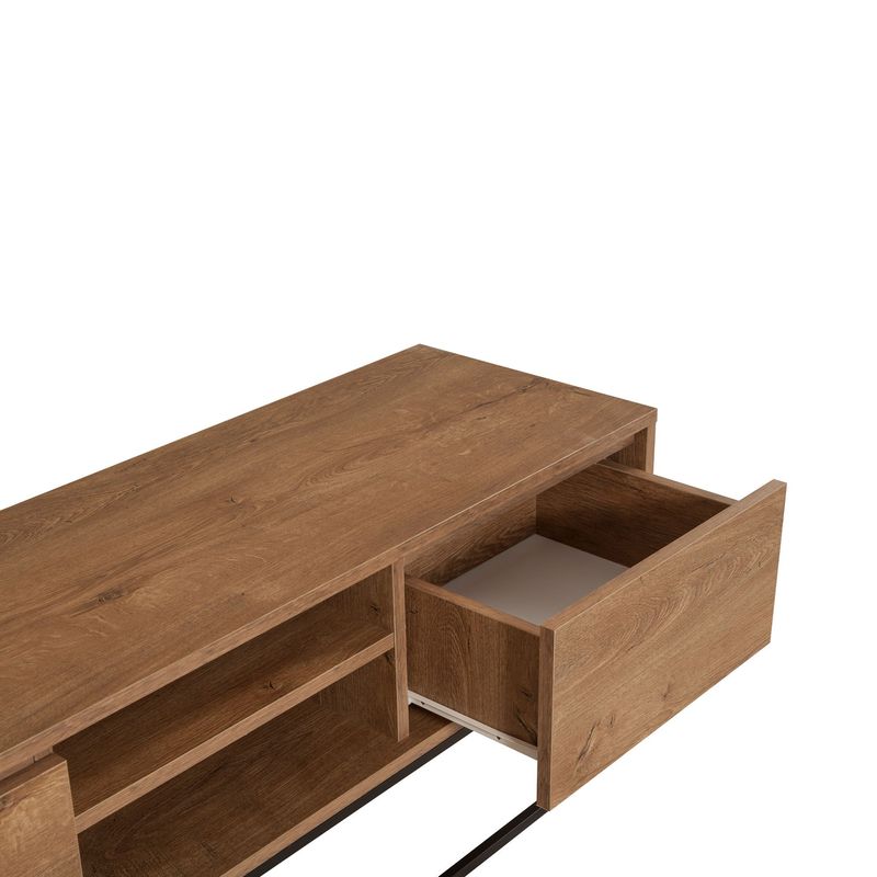 Casa si Gradina - Mobilier - Comode si corpuri - Comode - Comoda tv, Hanah Home, pal melaminat, nuc si negru, 140x40x50 cm - Infinity.ro